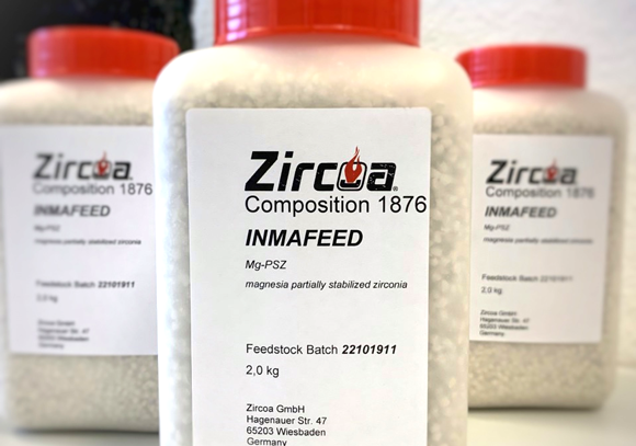 The Zircoa Composition 1876 feedstock is currently available for sampling (Courtesy Zircoa)