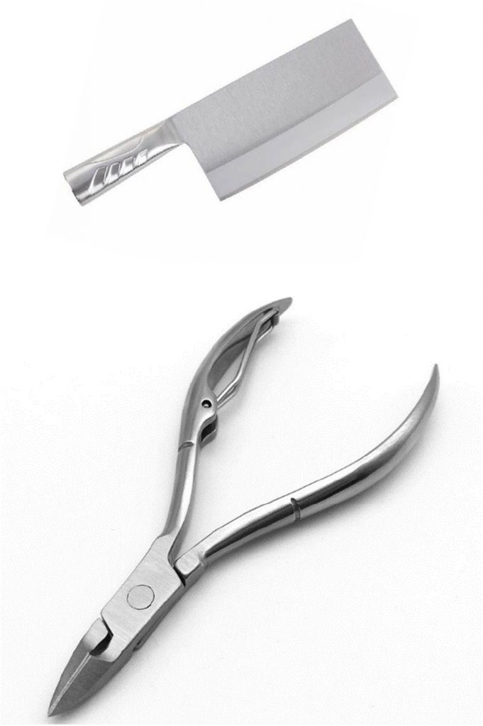 Fig. 4 A kitchen knife and nail clippers made using the MIM process (Courtesy Guangdong Chaoyi Metal Industry Co., Ltd.)