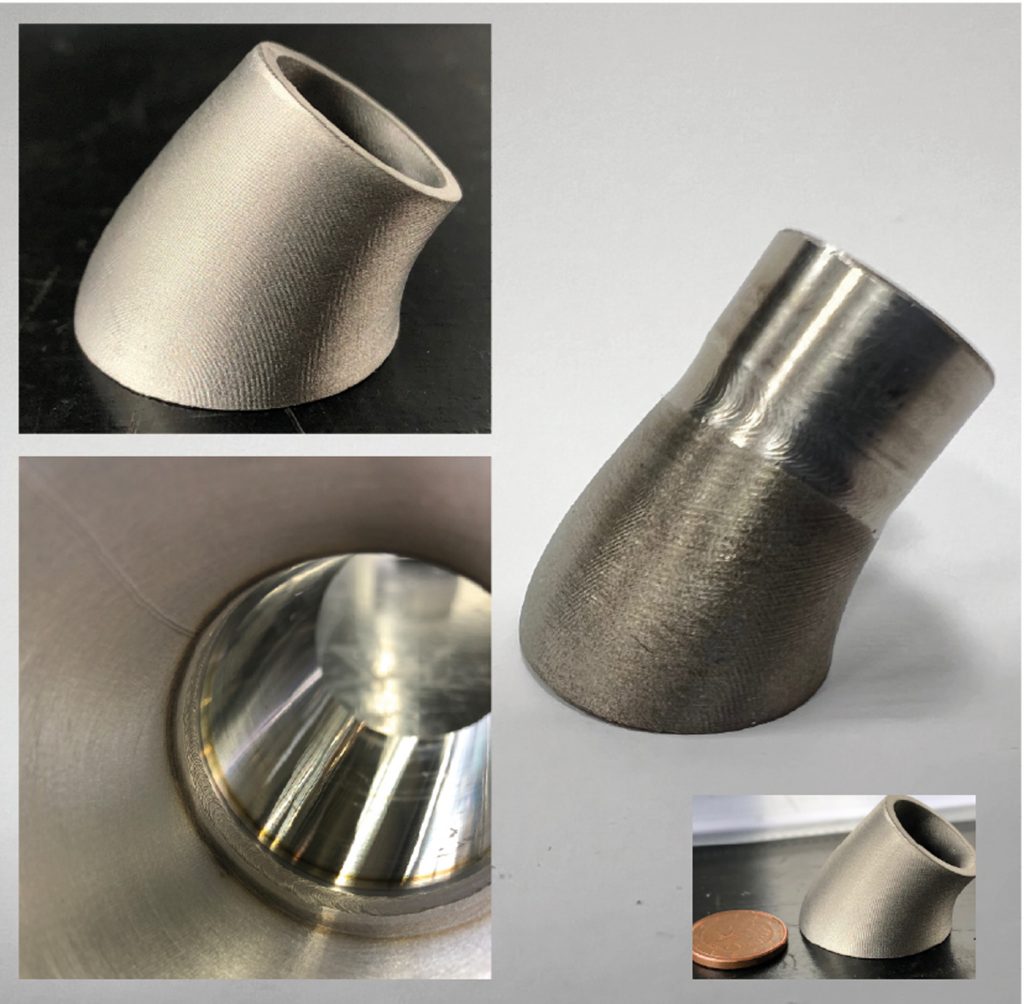 Fig. 6 A printed 316L FFF part TIG-welded to a tube (Courtesy Sascha Lenze)