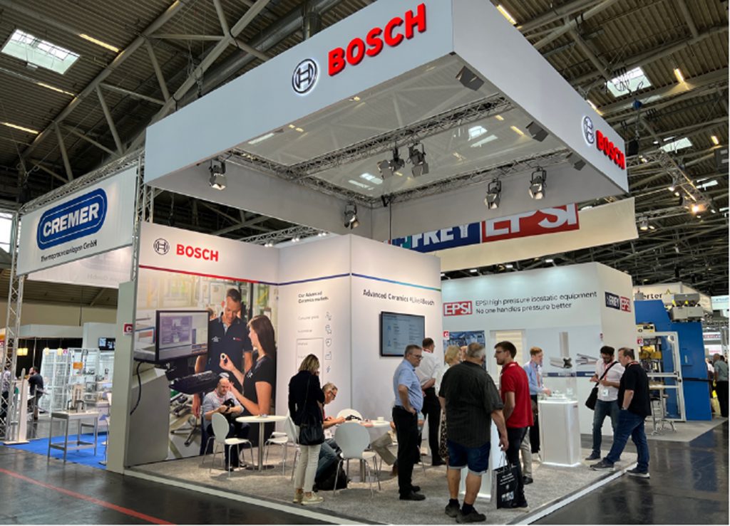 Fig. 9 Bosch Advanced Ceramics' stand focused on the potential for ceramic Additive Manufacturing for industrial production