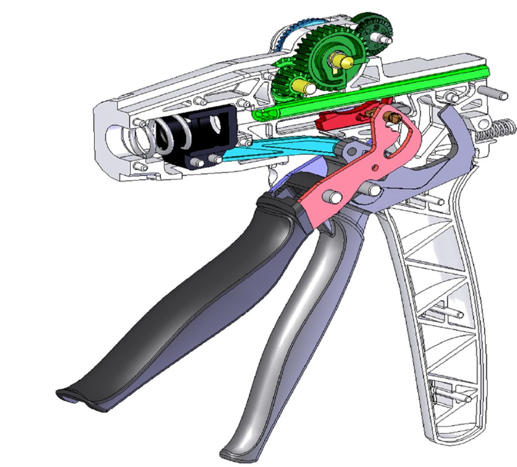Fig. 3 MIM gears inside the instrument-controlling handle (Courtesy J&J)
