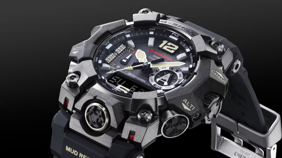 The Casio Mudmaster GWG-B1000 features a front button guard made by Metal Injection Moulding (Courtesy Casio)