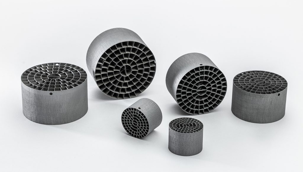 Fig. 4 Additively manufactured gas nozzle inserts are available in different designs and dimensions 
(Courtesy Plansee SE)