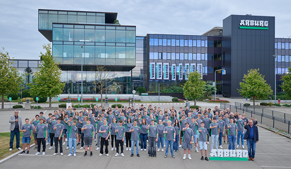 75 apprentices and DHBW students joined Arburg in Lossburg on September 2, 2024 (Courtesy Arburg)