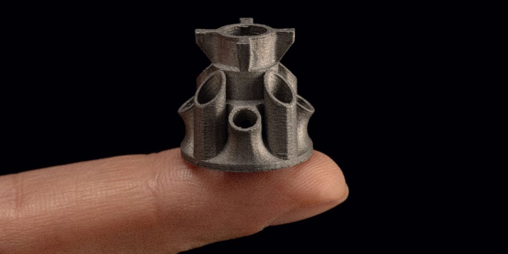 Fig. 22 A small complex-shaped part produced by Desktop Metal’s ‘BMD’ process (Courtesy Desktop Metal)