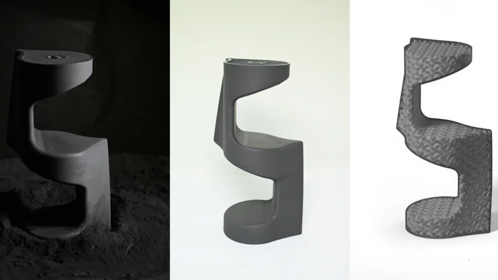 The exterior of a piece additively manufactured with FFF and infill view, hollow structure of a FFF piece (Courtesy Mesago Messe Frankfurt)