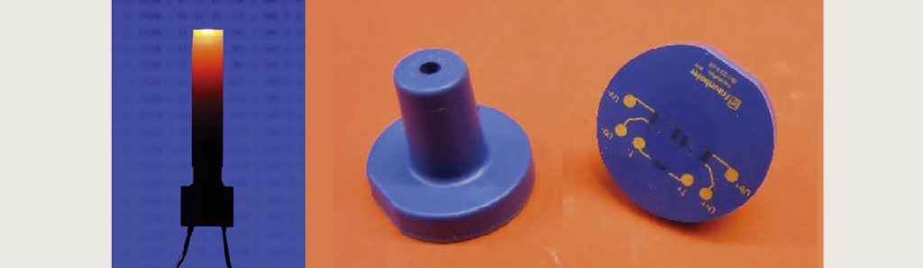 Fig. 2 Left: ceramic glow plug (CIM) [2]. Right: pressure sensor, hybridisation of multilayer technology and CIM [3] 