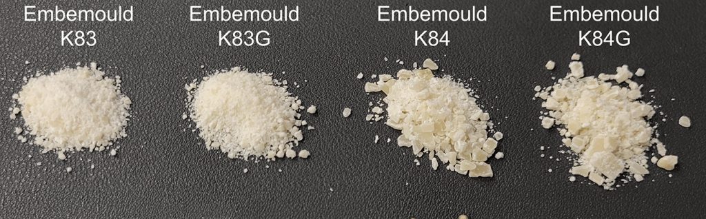 Fig. 3 Examples of different binder types from the old Embemould system (Courtesy KRAHN Ceramics)
