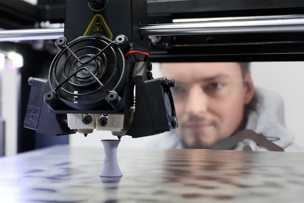 Fig. 13 Material Extrusion (Fused Deposition Modelling, FDM) machine during a build (Courtesy Element 22)