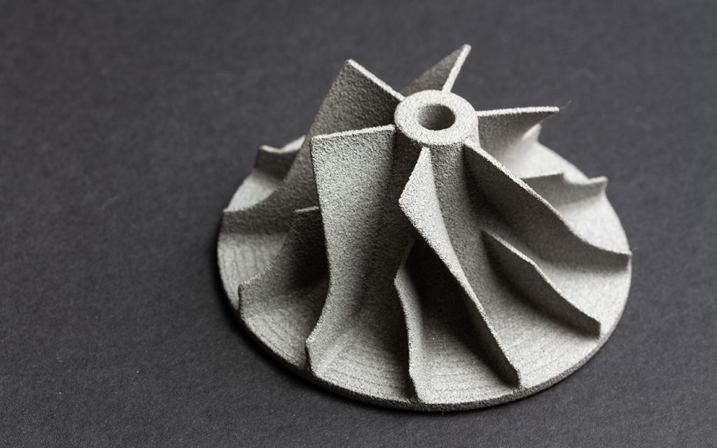 Fig. 14 Additively manufactured turbine wheel for a high-performance engine (Courtesy Element 22)