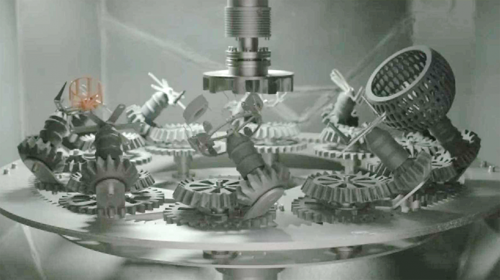 Fig. 46 Green parts being blasted (Courtesy Marcel Strobel, Headmade Materials)