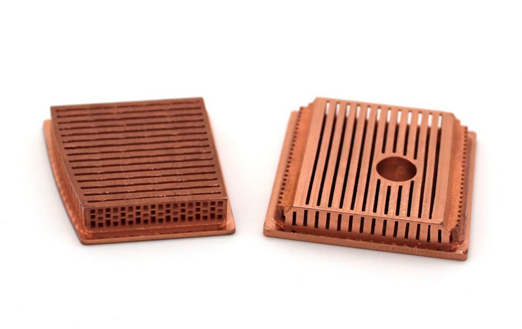 Fig. 5 3DEO, Inc.: additively manufactured copper heat sink for semiconductor use (Courtesy MPIF)