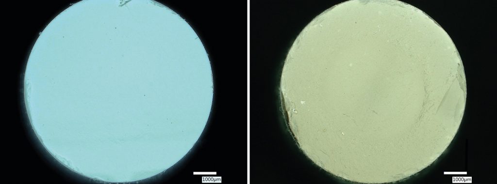 Fig. 5 Fracture surfaces of green (left) and brown (right) CIM samples (Courtesy EnCeram)