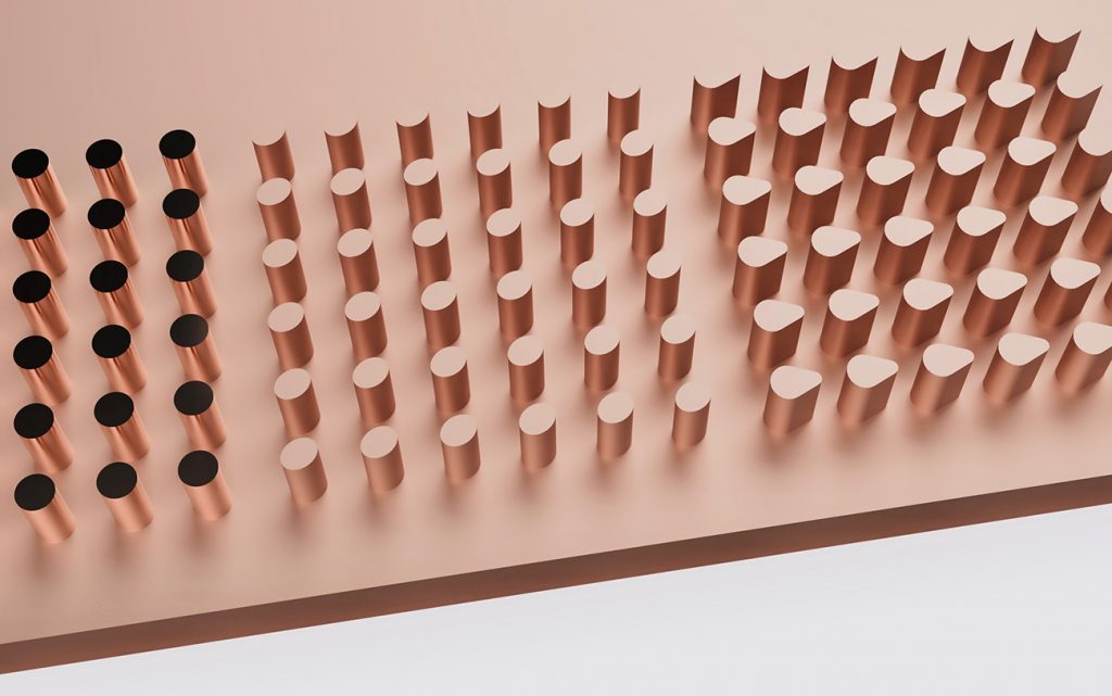 Fig. 7 Optimised pin-fin design for simple tooling and demoulding