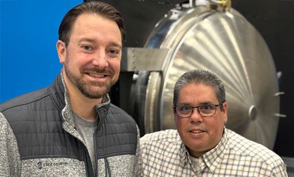 Stefan Joens, president of both DSH Technologies and Elnik Systems (left), with Bryan Sherman, Chief Metallurgist at DSH Technologies (Courtesy DSH Technologies)