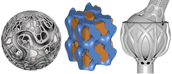 These 3D models exhibit many of the unique degrees of freedom afforded by Additive Manufacturing such as producing parts with complex geometry and made of multiple materials (Reprinted from ASME Y14.46-2022, by permission of The American Society of Mechanical Engineers)