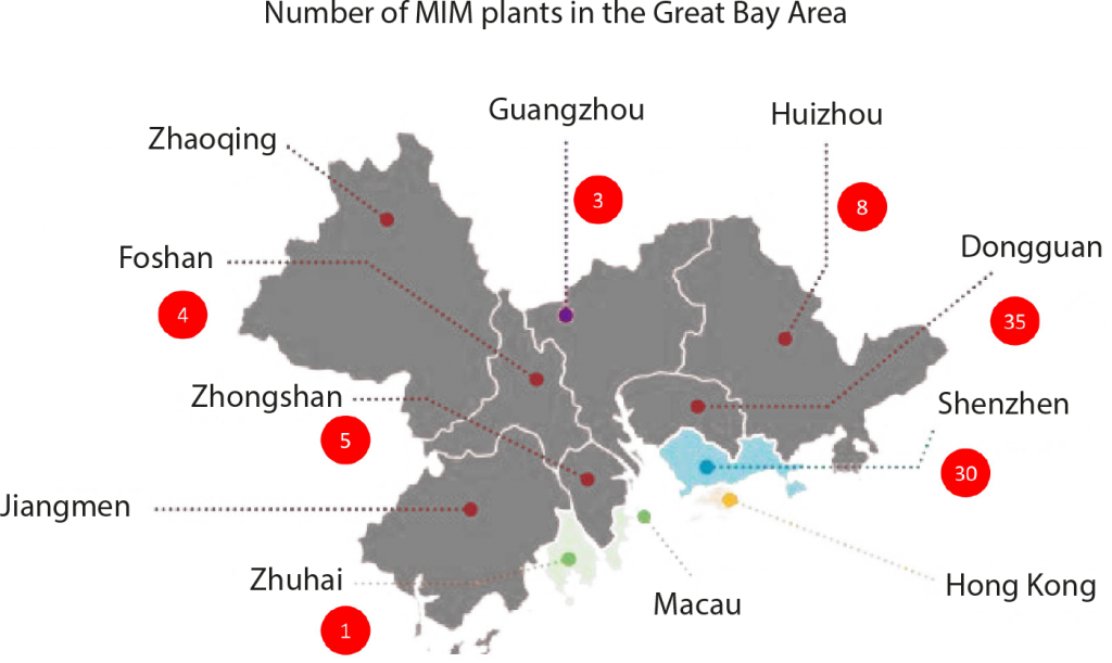 Fig. 1 Number of MIM plants in the Great Bay Area (Drawing by Dr Q and graphic by http://pharmaboardroom.com)