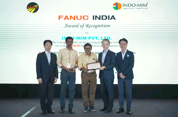 Indo-MIM has received an award from Fanuc India honouring its expertise in staging applications and miniature parts handling (Courtesy Fanuc India)