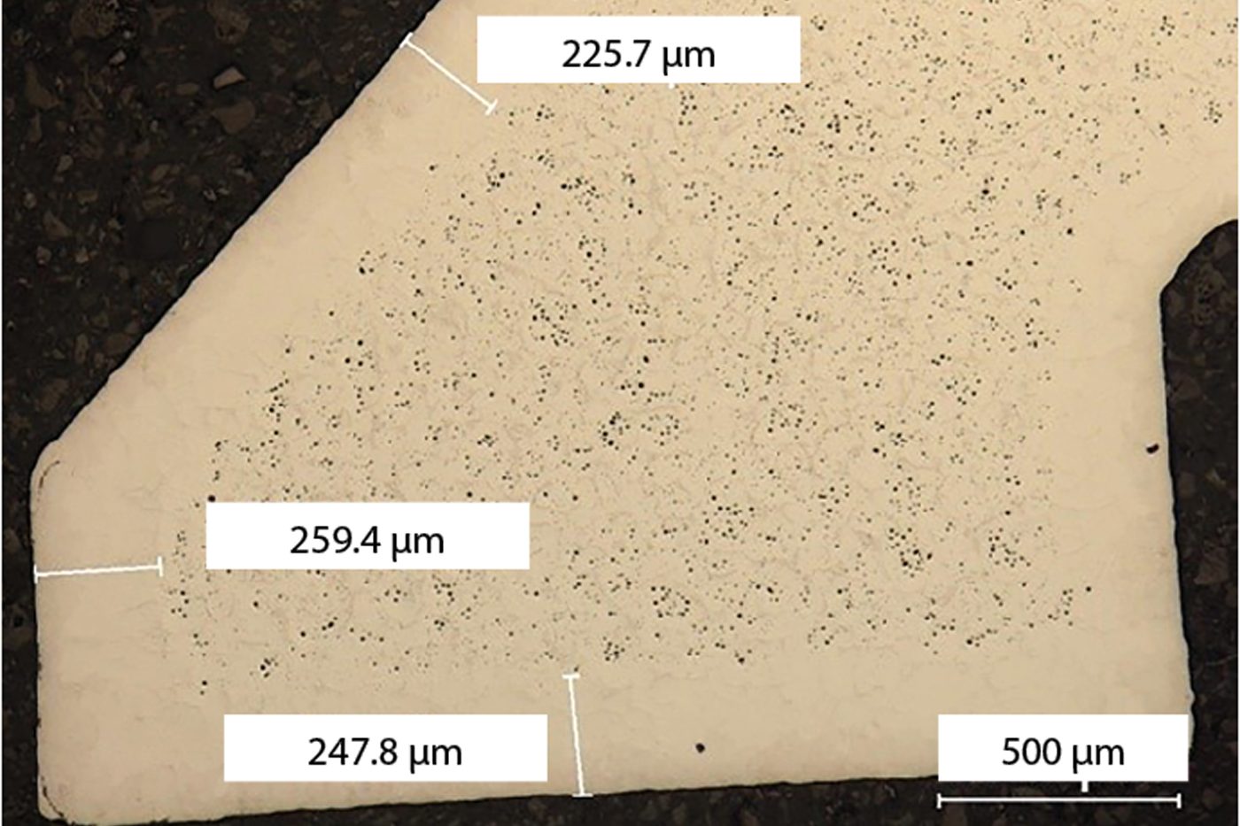 Fig. 7 Optical microscope cross sectional view of a PANACEA Material sintered without nitrides