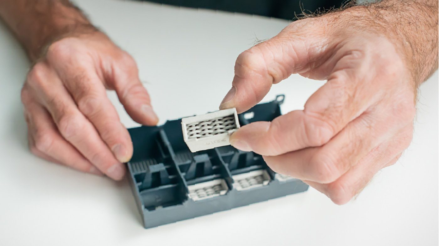 Fig. 12 HP collaborated with Schneider Electric and GKN Additive (Forecast 3D) to produce a new filter using HP Metal Jet technology (Courtesy Schneider Electric)